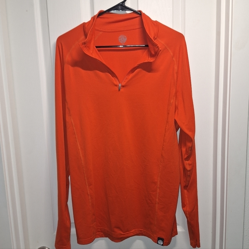 Mens REI Orange Quarter-Zip Pullover Lightweight Outdoor Shirt Large